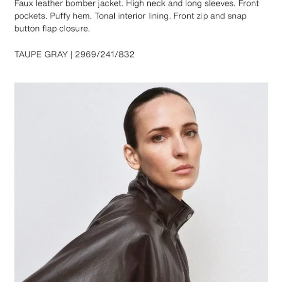 Zara Women's Brown Leather Bomber Jacket - Picture 6 of 8